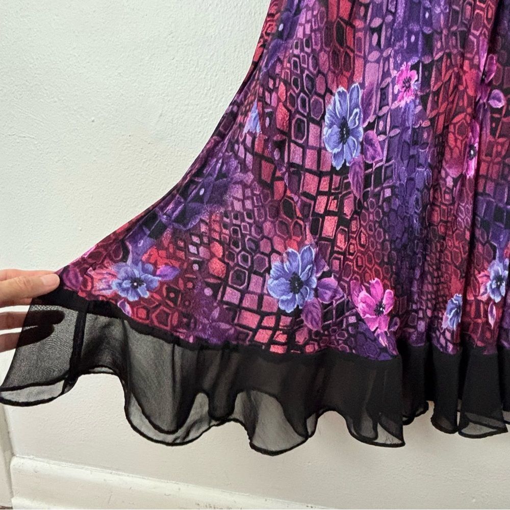 HERSTYLE Purple Black Asian Floral Print Maxi Dress S Y2K Fairy Whimsi Babydoll‎ - Picture 6 of 14
